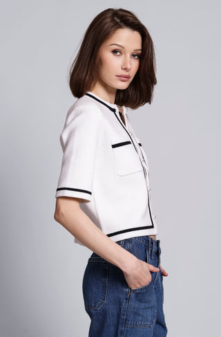 Short Sleeve Tipped Cropped Jacket