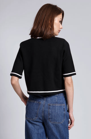 Short Sleeve Tipped Cropped Jacket