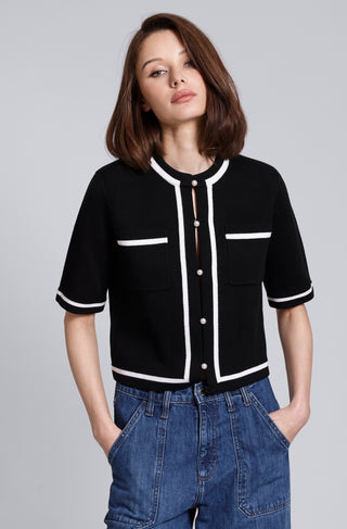 Short Sleeve Tipped Cropped Jacket