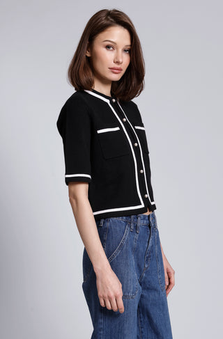 Short Sleeve Tipped Cropped Jacket