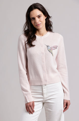 Cashmere Hummingbird Bling Cropped Cardigan