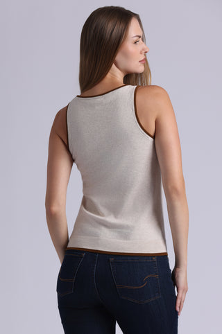 Supima Cotton Cashmere Scoop Nk Tank with Tipping