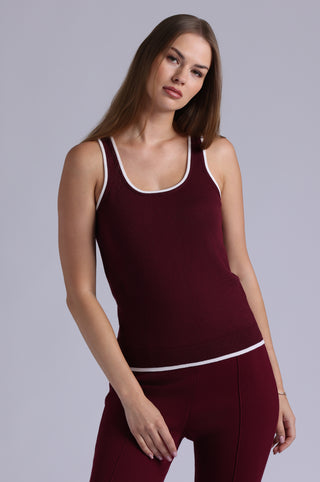 Supima Cotton Cashmere Scoop Nk Tank with Tipping