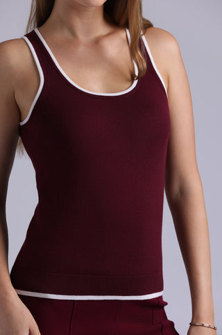 Supima Cotton Cashmere Scoop Nk Tank with Tipping