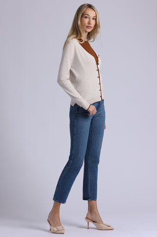 Supima Cotton V Nk LS Cardi with Tipping