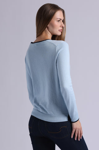 Supima Cotton V Nk LS Cardi with Tipping