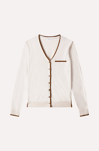 Supima Cotton V Nk LS Cardi with Tipping