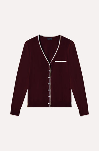 Supima Cotton V Nk LS Cardi with Tipping