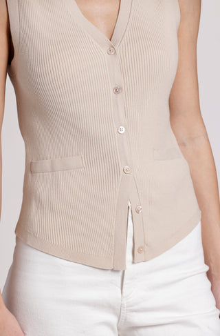 Viscose Ribbed Vest with Pockets