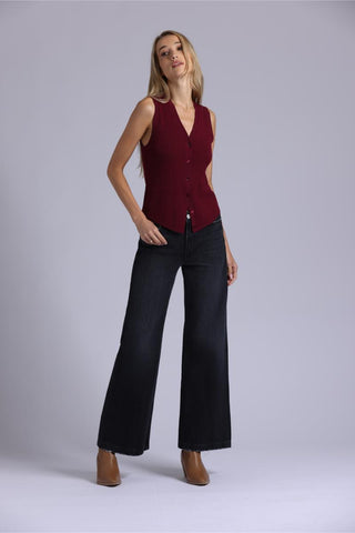 Viscose Ribbed Vest with Pockets