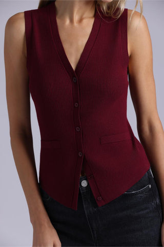 Viscose Ribbed Vest with Pockets