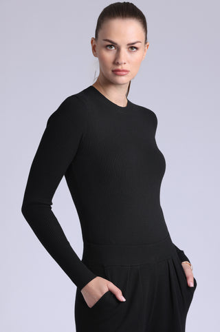 Viscose Ribbed Long Sleeve Crew