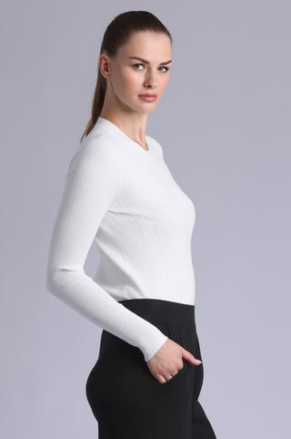 Viscose Ribbed Long Sleeve Crew