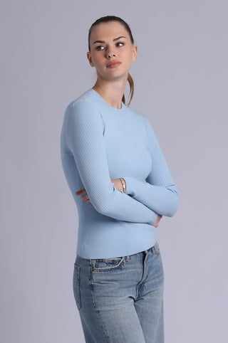 Viscose Ribbed Long Sleeve Crew