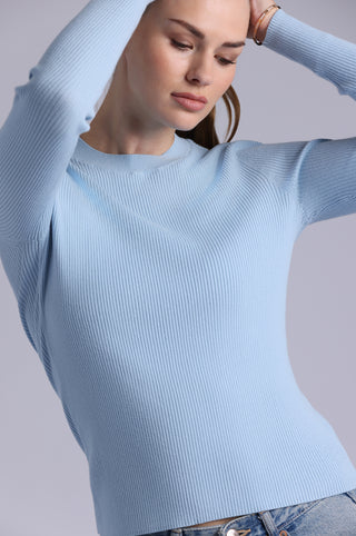 Viscose Ribbed Long Sleeve Crew