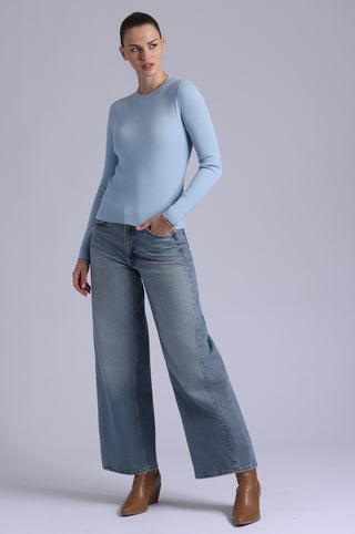 Viscose Ribbed Long Sleeve Crew