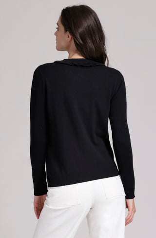 Cotton Cashmere Henley with Ruffles