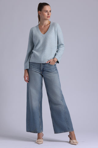 Cashmere Luxe Boucle Boxy V Neck