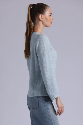 Cashmere Luxe Boucle Boxy V Neck