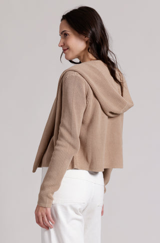 Cotton Shaker Hooded Flyaway Cardigan