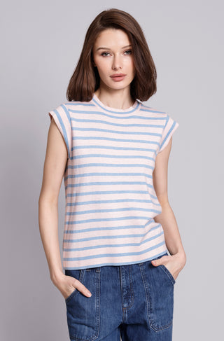 Supima Cotton Cashmere Striped Cap Slv Crew