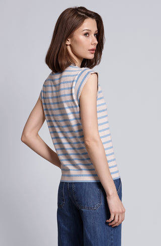 Supima Cotton Cashmere Striped Cap Slv Crew