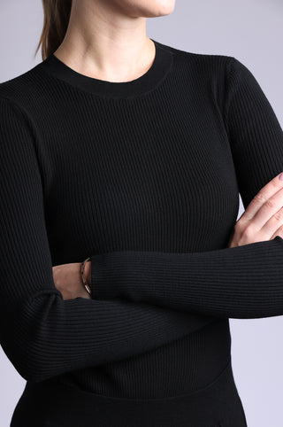 Viscose Ribbed Long Sleeve Crew