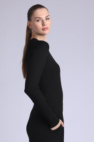 Viscose Ribbed Long Sleeve Crew