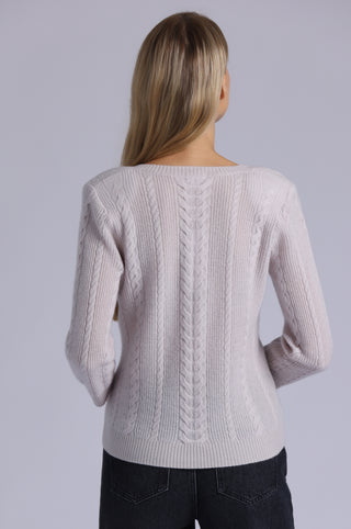 Cashmere Novelty Cable V Neck