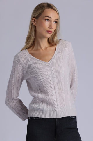 Cashmere Novelty Cable V Neck