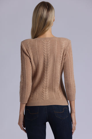 Cashmere Novelty Cable V Neck