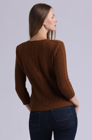 Cashmere Novelty Cable V Neck