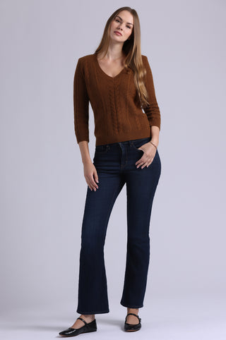 Cashmere Novelty Cable V Neck
