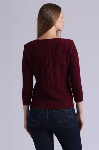 Cashmere Novelty Cable V Neck