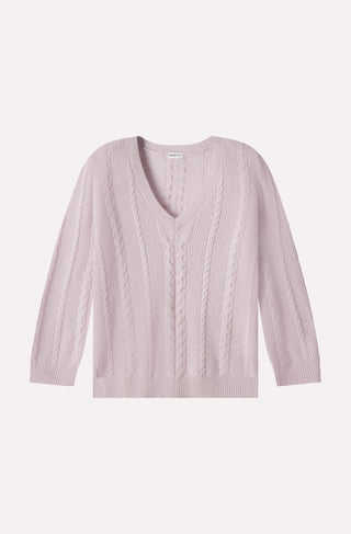 Cashmere Novelty Cable V Neck