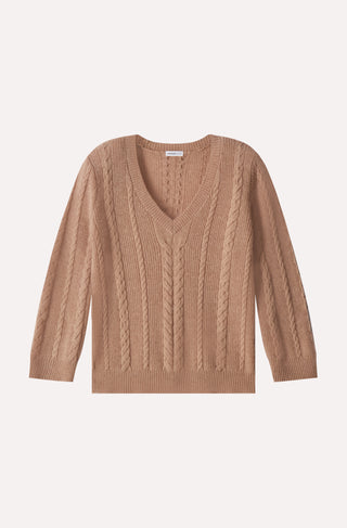 Cashmere Novelty Cable V Neck