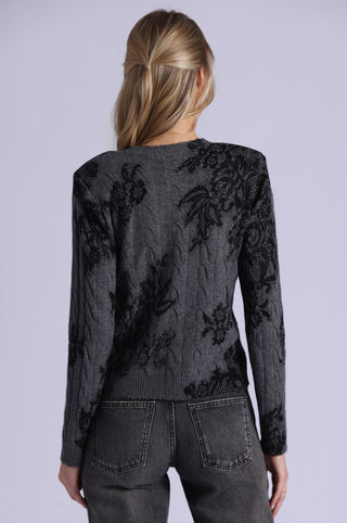 Cashmere Printed Lace Cabel Crew Neck