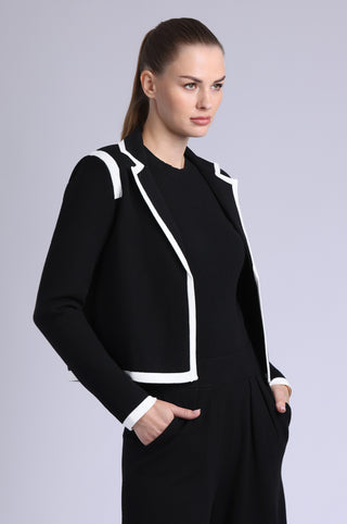 Viscose Cropped Jacket with Contrast Tipping