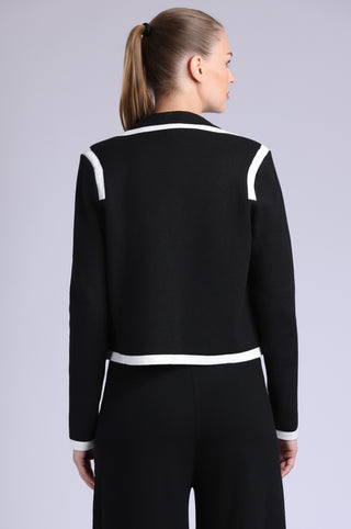 Viscose Cropped Jacket with Contrast Tipping