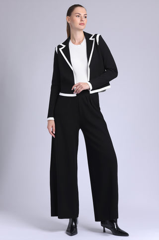 Viscose Cropped Jacket with Contrast Tipping