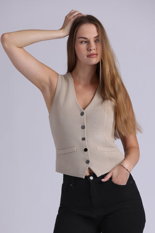 Cotton Blend Vest with Snaps