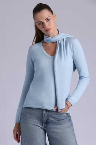 Supima Cotton Cashmere Top with Scarf Detail