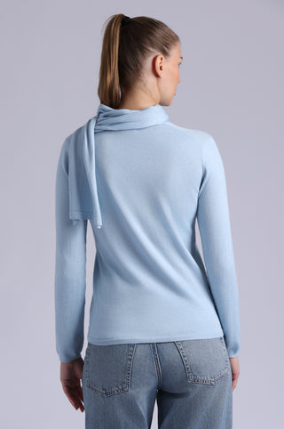 Supima Cotton Cashmere Top with Scarf Detail