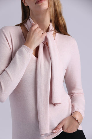Supima Cotton Cashmere Top with Scarf Detail