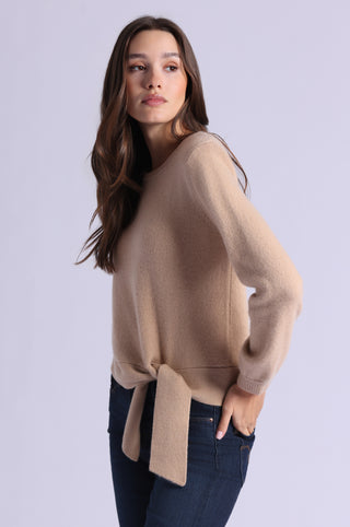 Luxe Cashmere Crew Sweatshirt with Tie
