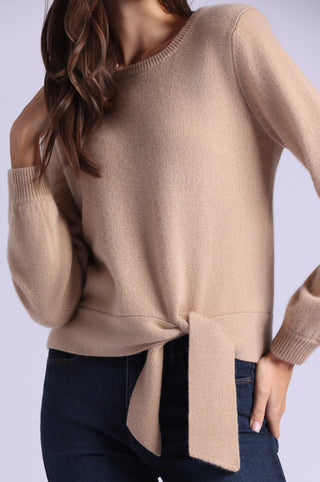 Luxe Cashmere Crew Sweatshirt with Tie