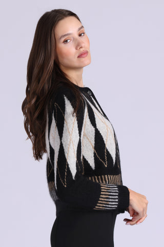 Cashmere Silk Argyle Crew Jacket