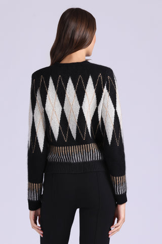 Cashmere Silk Argyle Crew Jacket