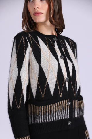 Cashmere Silk Argyle Crew Jacket