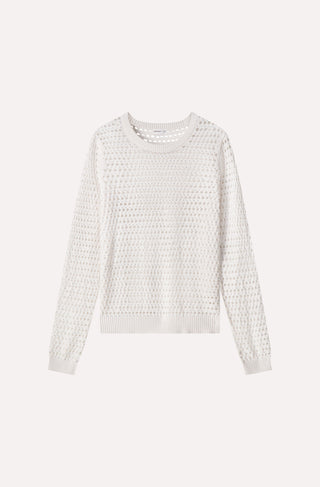 Cotton Cashmere Plaited Mesh Studded Crew